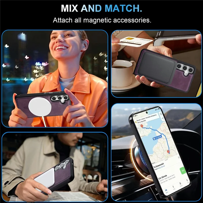 LC.IMEEKE L6 For Samsung Galaxy A18 4G Magnetic Case PU Leather Coated PC TPU Phone Cover - Purple