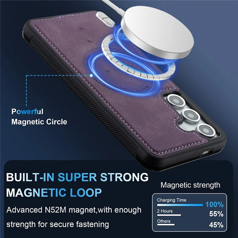 LC.IMEEKE L6 For Samsung Galaxy A18 4G Magnetic Case PU Leather Coated PC TPU Phone Cover - Purple