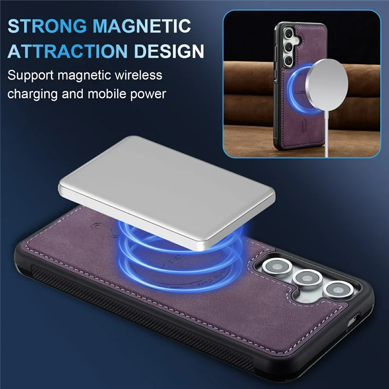 LC.IMEEKE L6 For Samsung Galaxy A18 4G Magnetic Case PU Leather Coated PC TPU Phone Cover - Purple