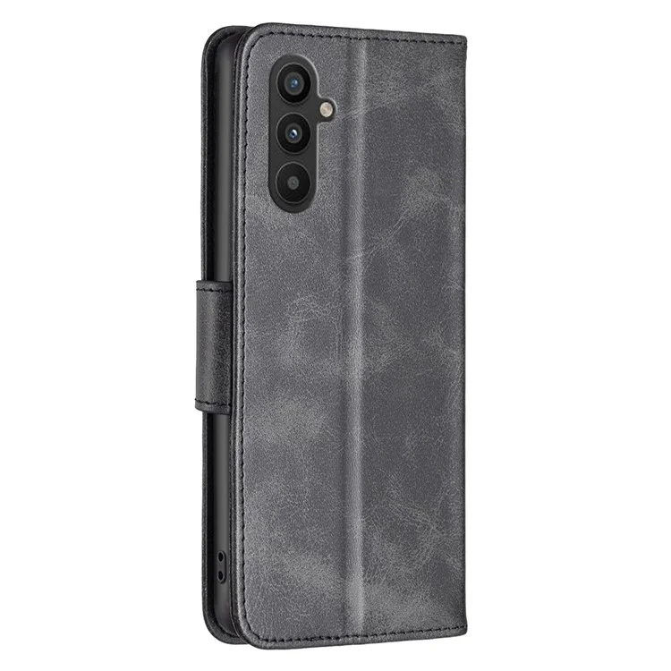 Série BF Leather-4 pour Samsung Galaxy A34 5G Étui portefeuille en cuir PU avec fermeture magnétique, support pliable et protection de téléphone avec sangle - Noir