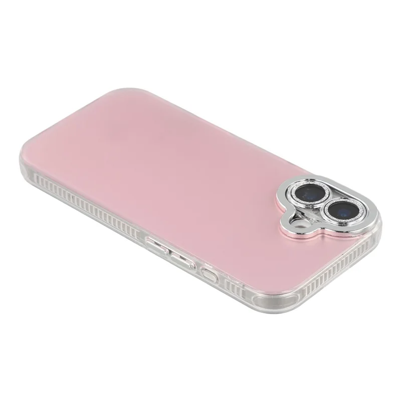 For iPhone 17 Case PC + TPU IMD Phone Cover with Electroplated Camera Frame - Cherry Blossom Pink