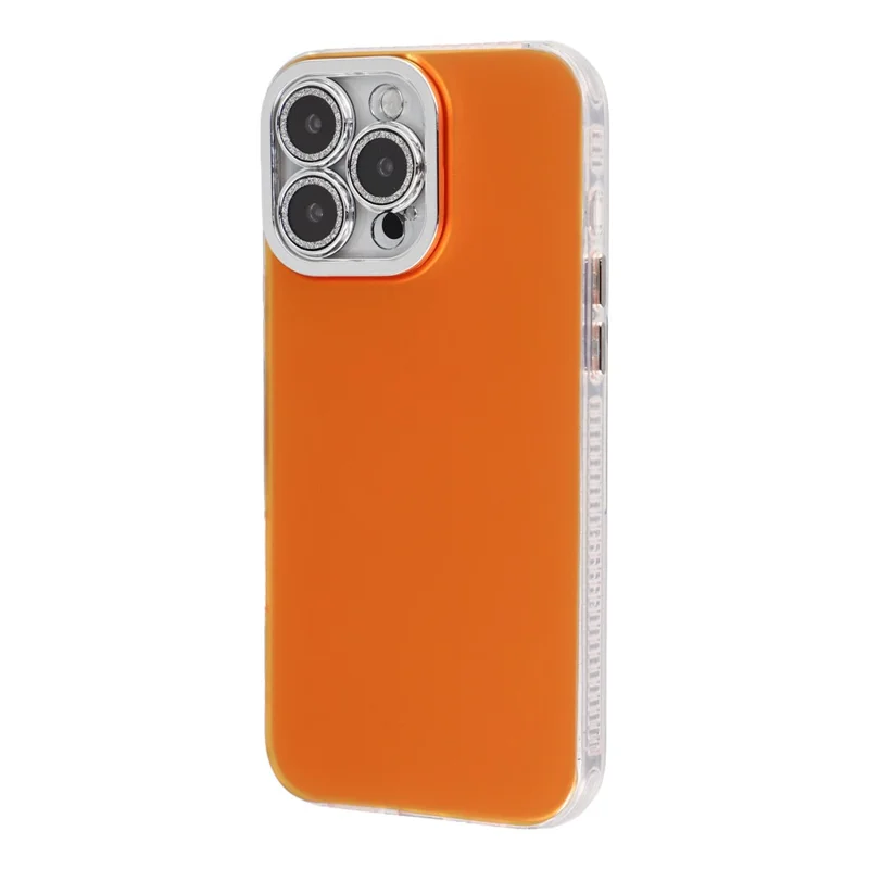 For iPhone 16 Pro Max Case PC + TPU IMD Phone Cover with Electroplated Camera Frame - Vibrant Orange
