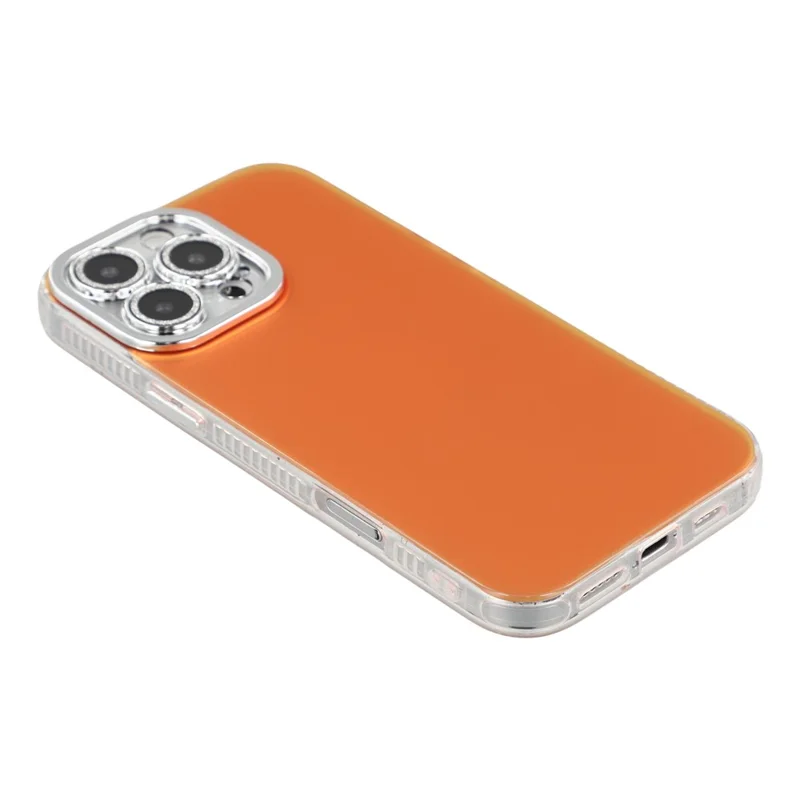 For iPhone 16 Pro Max Case PC + TPU IMD Phone Cover with Electroplated Camera Frame - Vibrant Orange