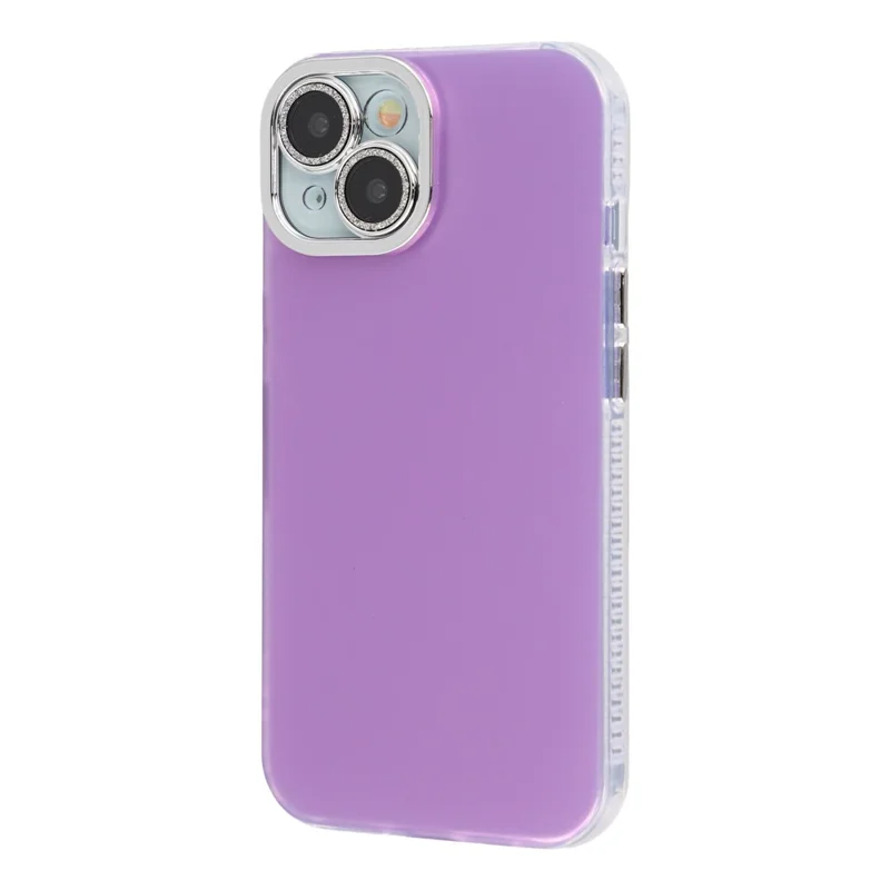 For iPhone 15 Case PC + TPU IMD Phone Cover with Electroplated Camera Frame - Lilac Purple