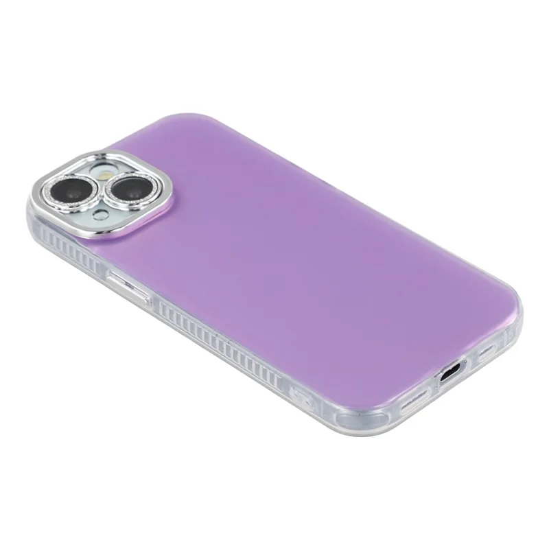 For iPhone 15 Case PC + TPU IMD Phone Cover with Electroplated Camera Frame - Lilac Purple