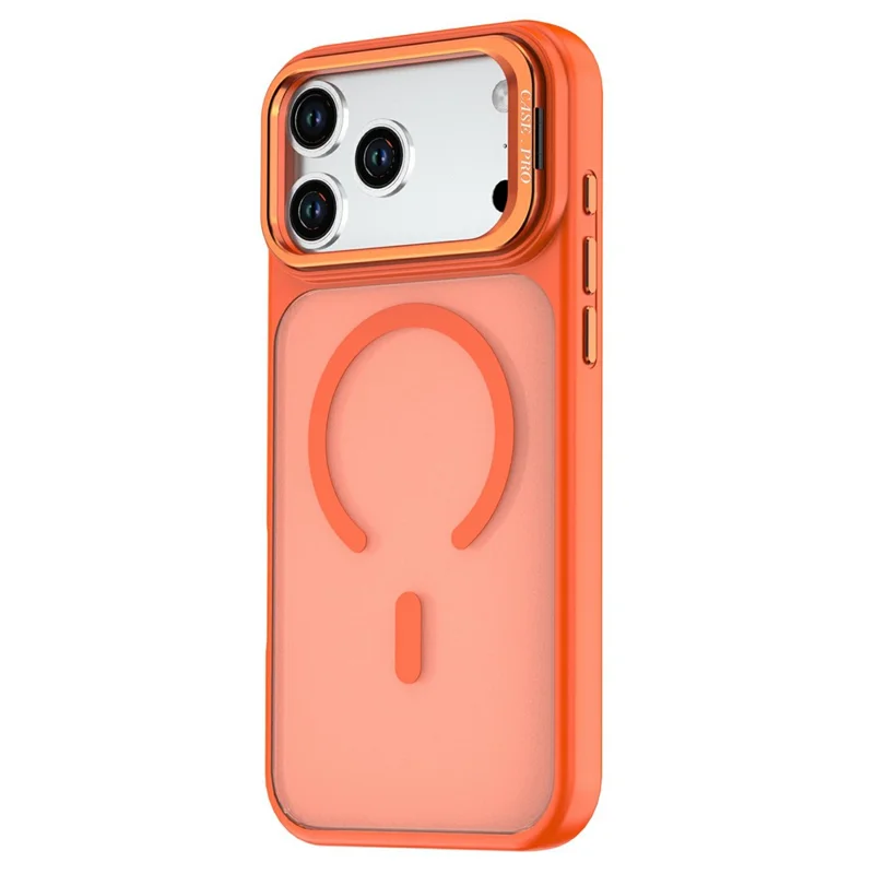 For iPhone 18 Pro Magnetisk Case Foldbar Ståsplade Matt PC + TPU Telefonbeskyttelse - Orange