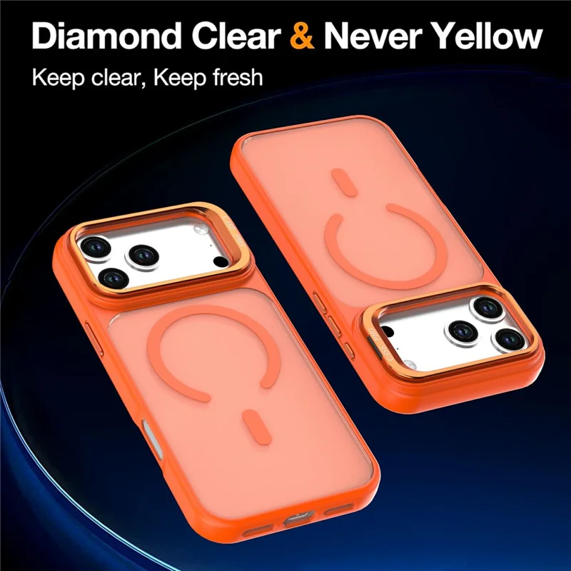 For iPhone 18 Pro Magnetisk Case Foldbar Ståsplade Matt PC + TPU Telefonbeskyttelse - Orange