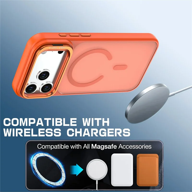 For iPhone 18 Pro Magnetisk Case Foldbar Ståsplade Matt PC + TPU Telefonbeskyttelse - Orange