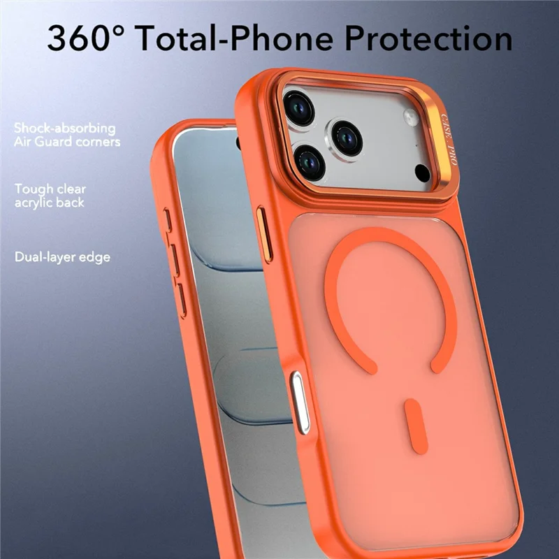 For iPhone 18 Pro Magnetisk Case Foldbar Ståsplade Matt PC + TPU Telefonbeskyttelse - Orange