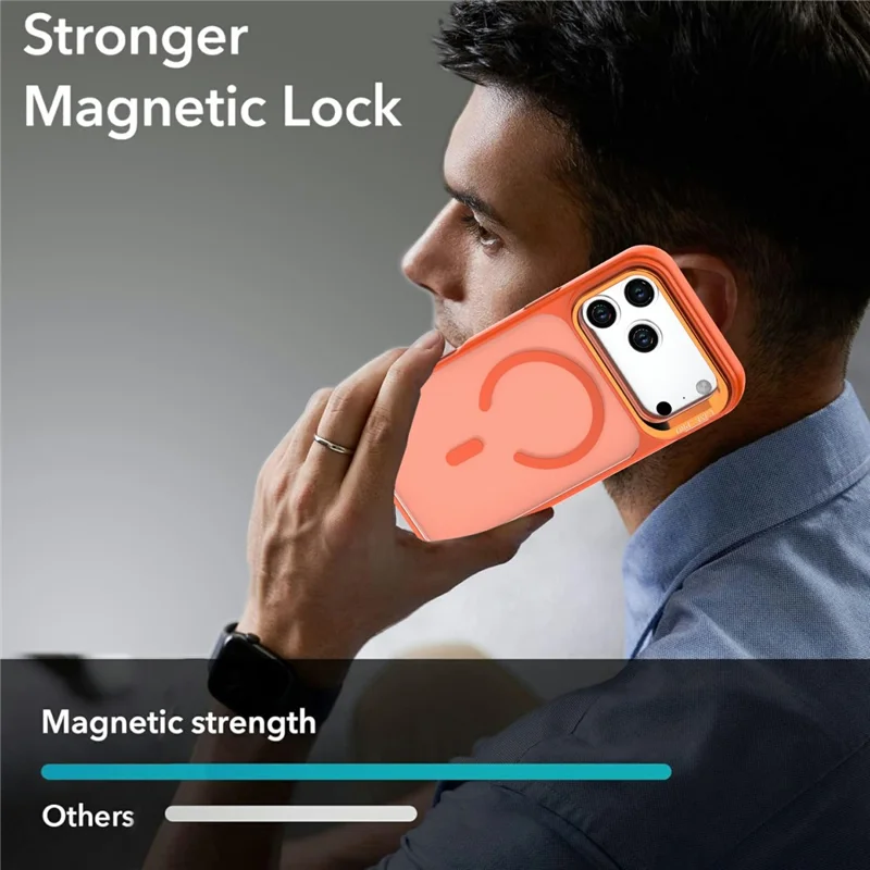 For iPhone 18 Pro Magnetisk Case Foldbar Ståsplade Matt PC + TPU Telefonbeskyttelse - Orange
