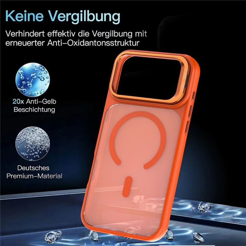 For iPhone 18 Pro Magnetisk Case Foldbar Ståsplade Matt PC + TPU Telefonbeskyttelse - Orange