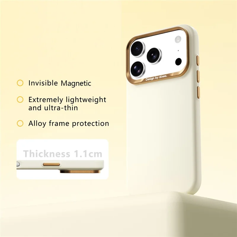 ABEEL For iPhone 17 Pro  /  18 Pro Magnetic Case Liquid Silicone Skin Feel PC Phone Cover - Yellow