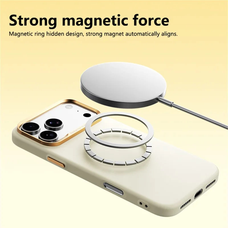 ABEEL For iPhone 17 Pro  /  18 Pro Magnetic Case Liquid Silicone Skin Feel PC Phone Cover - Yellow