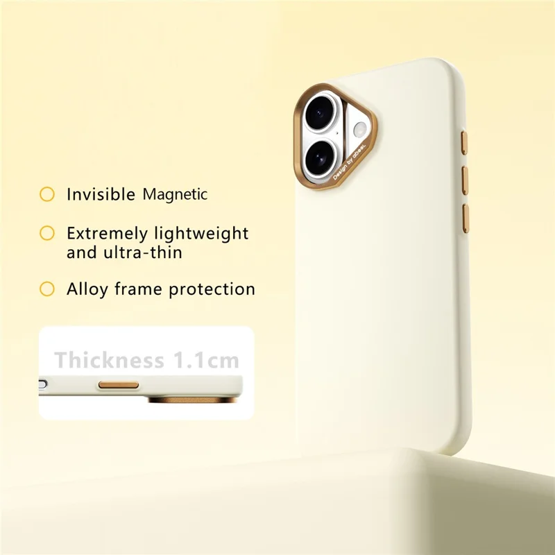 ABEEL Capa Magnética para iPhone 16 Capa de Telemóvel em Silicone Líquido com Toque Suave e PC - Amarelo