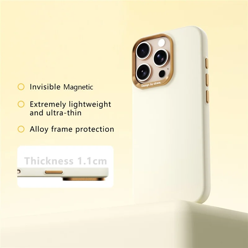 ABEEL Coque Magnétique pour iPhone 16 Pro en Silicone Liquide avec Finition Tactile PC - Jaune