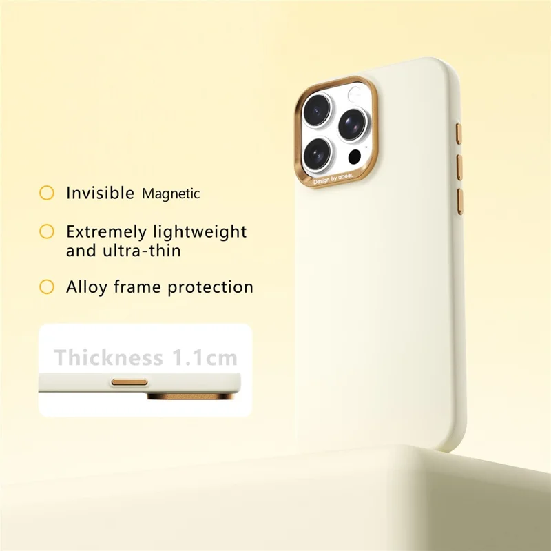 ABEEL pour iPhone 16 Pro Max étui magnétique en silicone liquide texture douce comme la peau coque en PC - Jaune