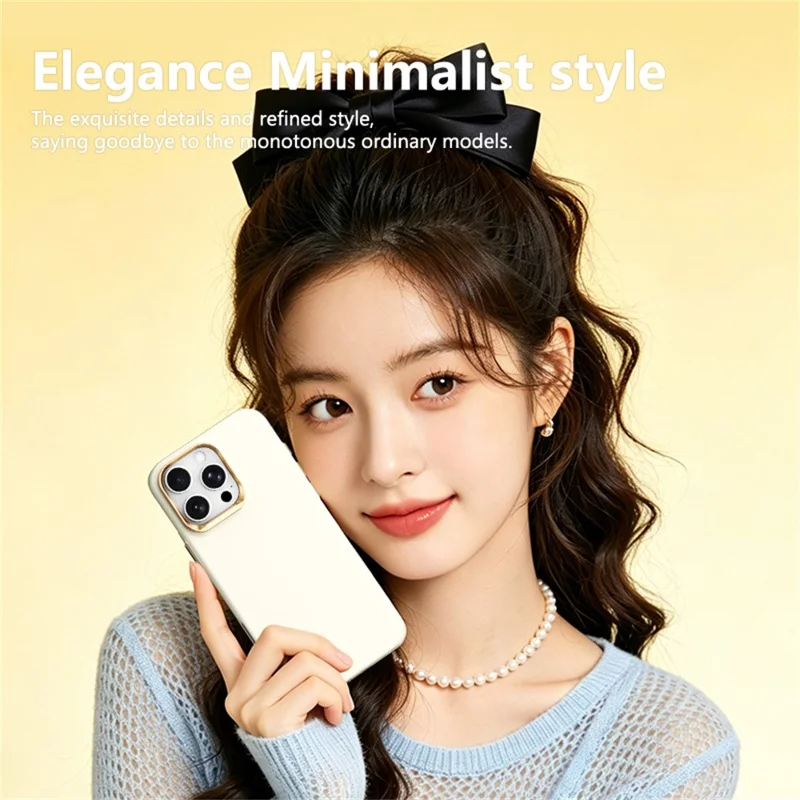 ABEEL pour iPhone 16 Pro Max étui magnétique en silicone liquide texture douce comme la peau coque en PC - Jaune