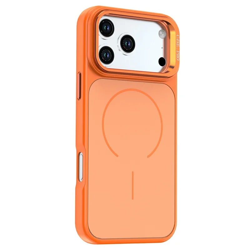 Hoesje voor iPhone 18 Pro Max Skin-touch PC + TPU-magneethoes met lensframe en standaard - Oranje