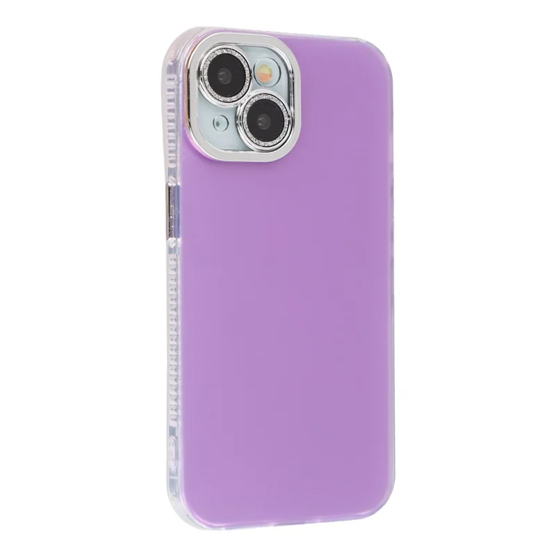 For iPhone 14 Case PC + TPU IMD Phone Cover with Electroplated Camera Frame - Lilac Purple
