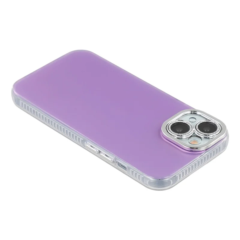 For iPhone 14 Case PC + TPU IMD Phone Cover with Electroplated Camera Frame - Lilac Purple