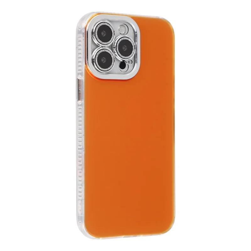 For iPhone 13 Pro Case PC + TPU IMD Phone Cover with Electroplated Camera Frame - Vibrant Orange