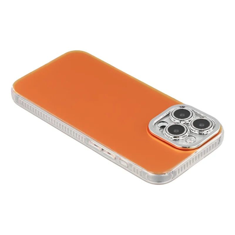 For iPhone 13 Pro Case PC + TPU IMD Phone Cover with Electroplated Camera Frame - Vibrant Orange