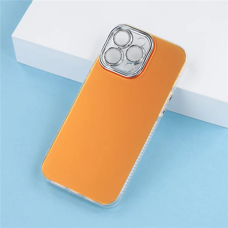 For iPhone 13 Pro Case PC + TPU IMD Phone Cover with Electroplated Camera Frame - Vibrant Orange