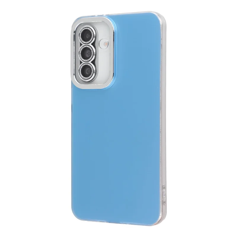 For Samsung Galaxy S24 FE Case PC + TPU IMD Phone Cover with Electroplated Camera Frame - Sky Blue