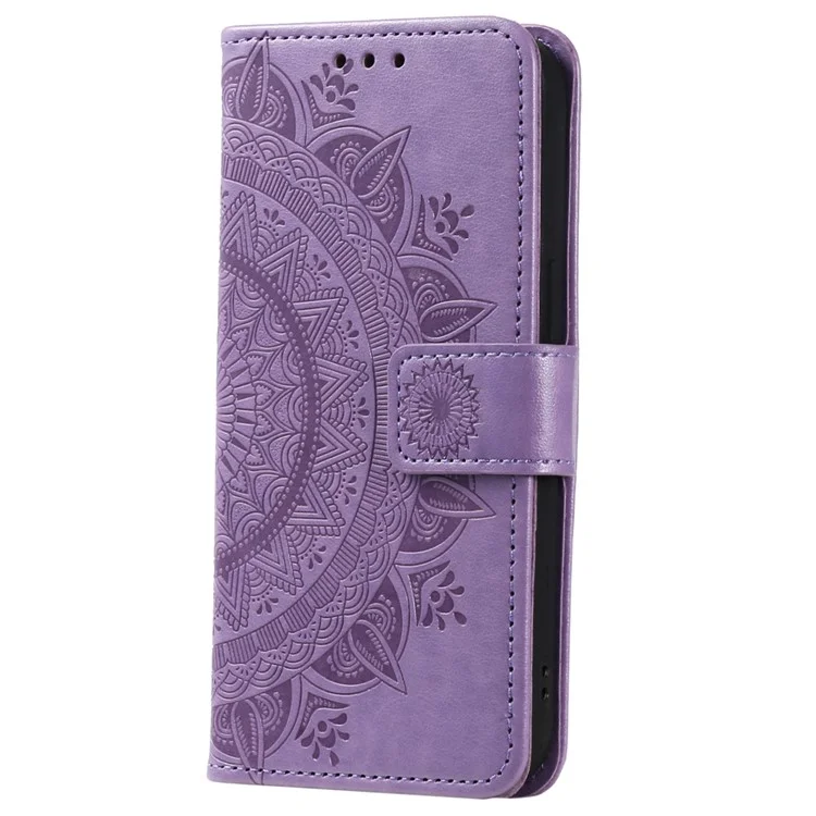 Pour Samsung Galaxy A54 5G Imprinted Mandala Flower Folding Stand Case PU Leather Wallet Magnetic Flip Phone Cover avec Sangle - Vert