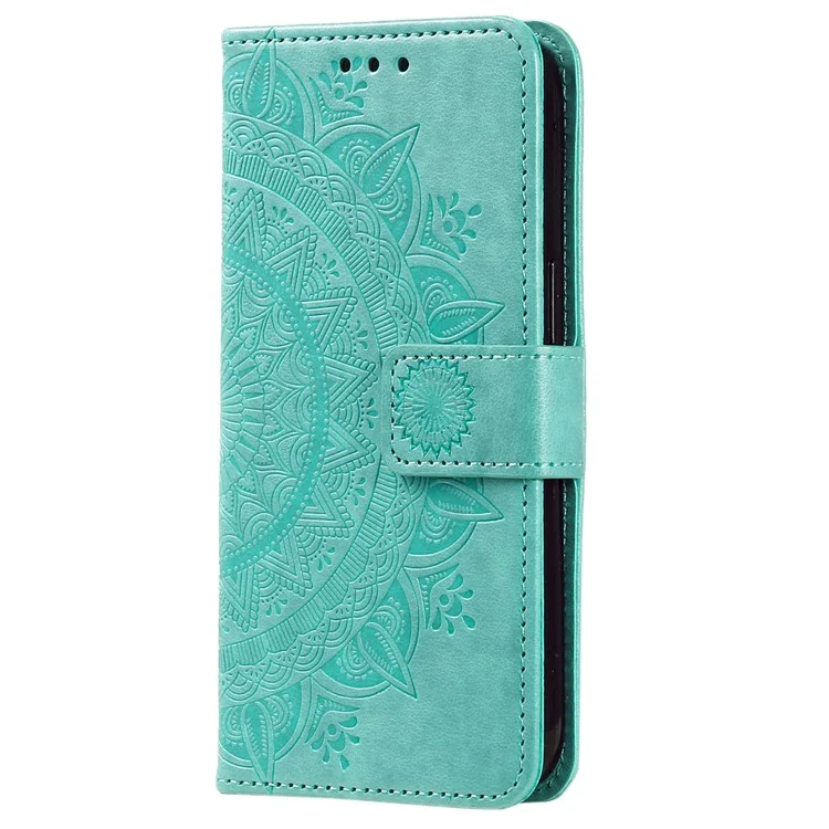 Pour Samsung Galaxy A54 5G Imprinted Mandala Flower Folding Stand Case PU Leather Wallet Magnetic Flip Phone Cover avec Sangle - Vert