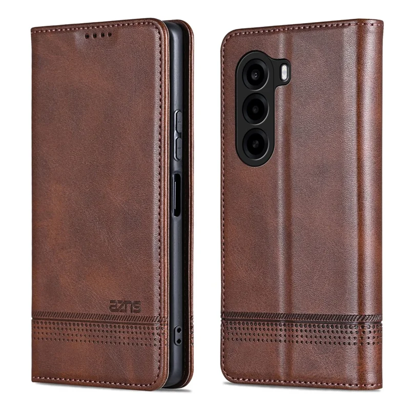 AZNS For OnePlus Turbo 6X 5G Case Cowhide Texture PU Leather Wallet Phone Cover - Coffee