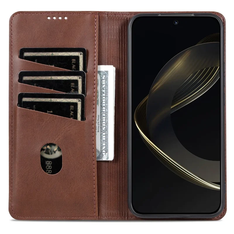 AZNS For OnePlus Turbo 6X 5G Case Cowhide Texture PU Leather Wallet Phone Cover - Coffee