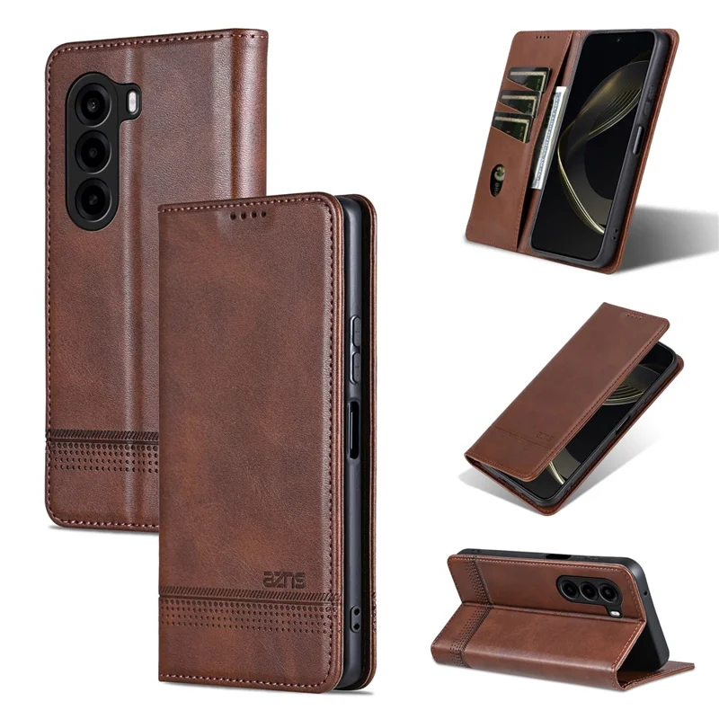 AZNS For OnePlus Turbo 6X 5G Case Cowhide Texture PU Leather Wallet Phone Cover - Coffee
