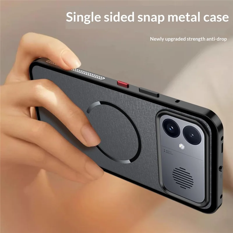 For Xiaomi Redmi K90 Max 5G Magnetic Case Aluminium Alloy PC Matte Phone Cover Pop-Up Snap Lock - Black