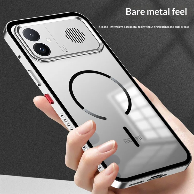 For Xiaomi Redmi K90 Max 5G Magnetic Case Aluminium Alloy PC Matte Phone Cover Pop-Up Snap Lock - Black