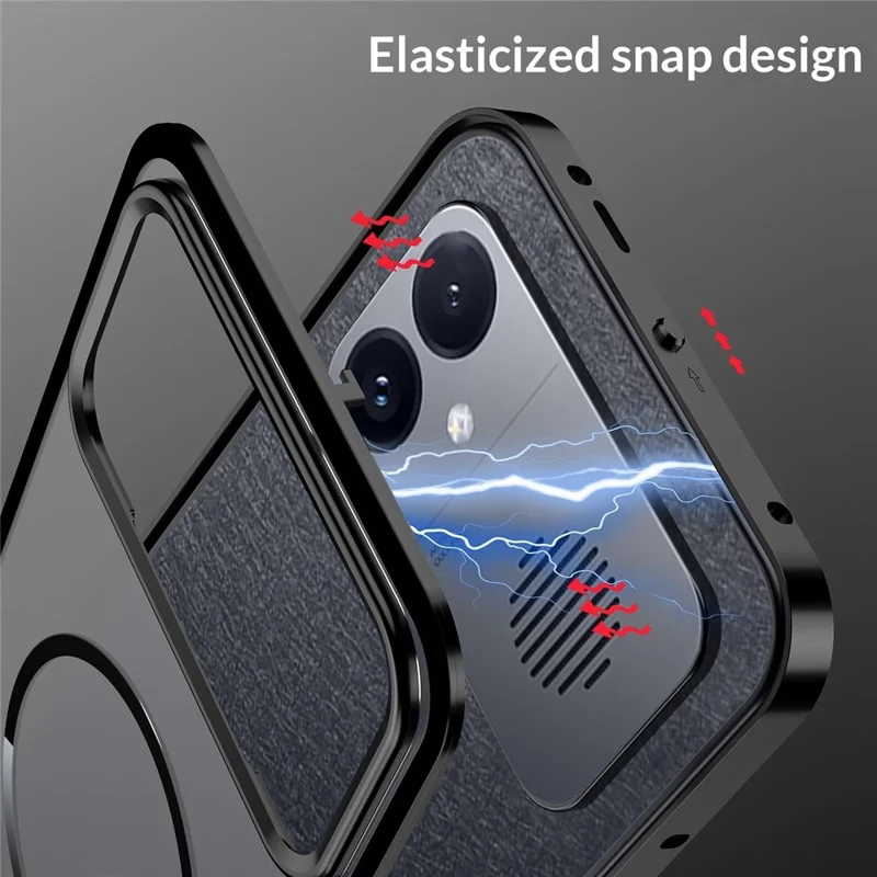 For Xiaomi Redmi K90 Max 5G Magnetic Case Aluminium Alloy PC Matte Phone Cover Pop-Up Snap Lock - Black