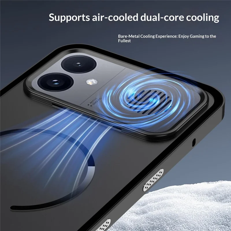 For Xiaomi Redmi K90 Max 5G Magnetic Case Aluminium Alloy PC Matte Phone Cover Pop-Up Snap Lock - Black