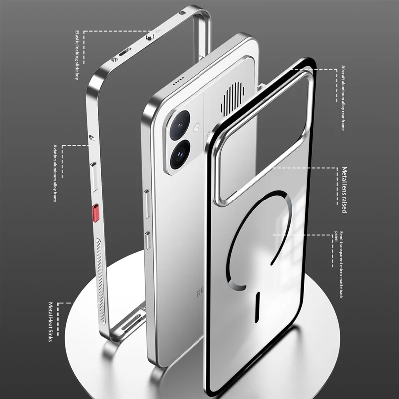 For Xiaomi Redmi K90 Max 5G Magnetic Case Aluminium Alloy PC Matte Phone Cover Pop-Up Snap Lock - Black