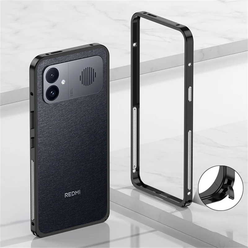 For Xiaomi Redmi K90 Ultra 5G Bumper Case Metal Frame Heat Dissipation Cover - Black
