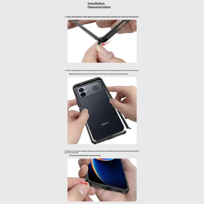 For Xiaomi Redmi K90 Ultra 5G Bumper Case Metal Frame Heat Dissipation Cover - Black