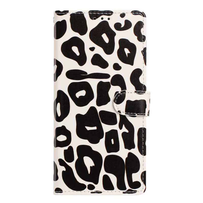 For iPhone 16 Pro Max Case Leopard Print Wallet Stand Flip Leather Phone Cover with Wrist Strap - Black