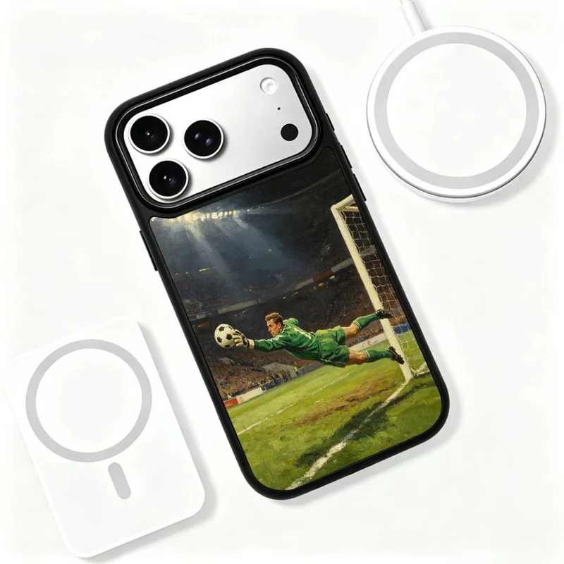 For iPhone 18 Pro Max Magnetic Case Football Pattern UV Printing PC + Silicone Phone Cover - ZQ00001