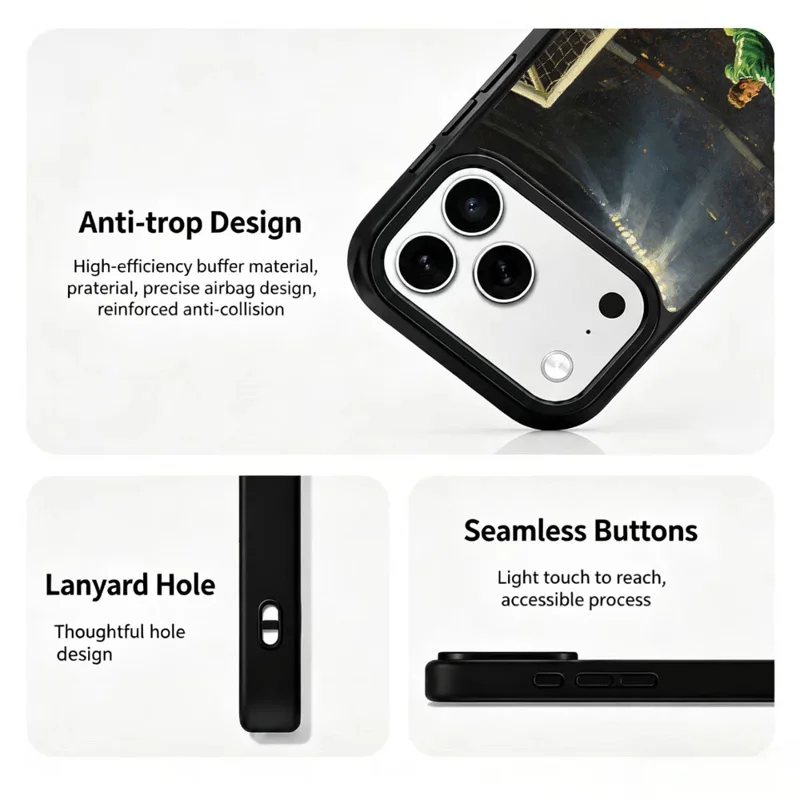 For iPhone 18 Pro Magnetic Case Football Pattern UV Printing PC + Silicone Phone Cover - ZQ00001