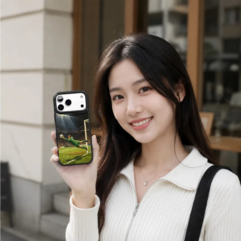 For iPhone 18 Pro Magnetic Case Football Pattern UV Printing PC + Silicone Phone Cover - ZQ00001