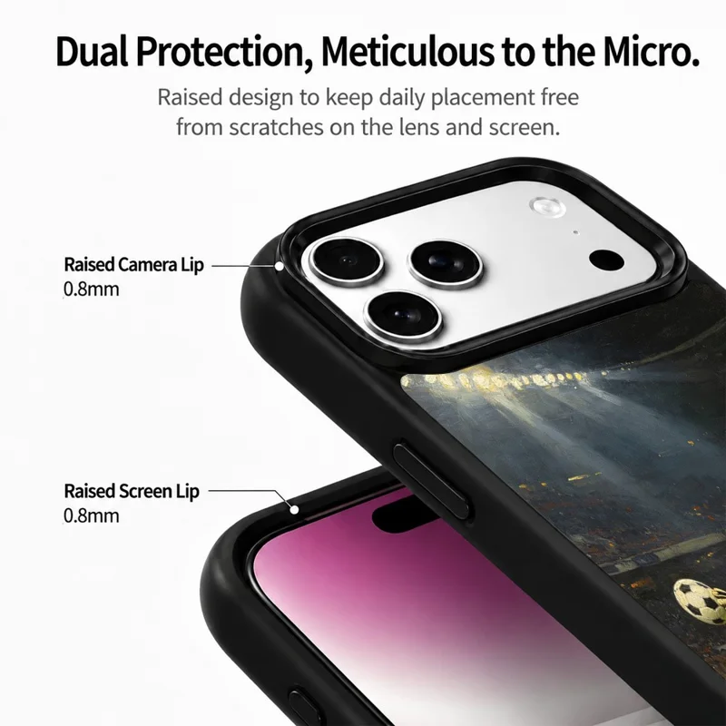 For iPhone 17 Pro Magnetic Case Football Pattern UV Printing PC + Silicone Phone Cover - ZQ00001