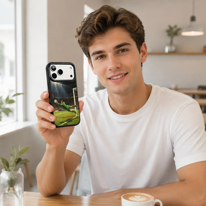 For iPhone 17 Pro Max Magnetic Case Football Pattern UV Printing PC + Silicone Phone Cover - ZQ00001