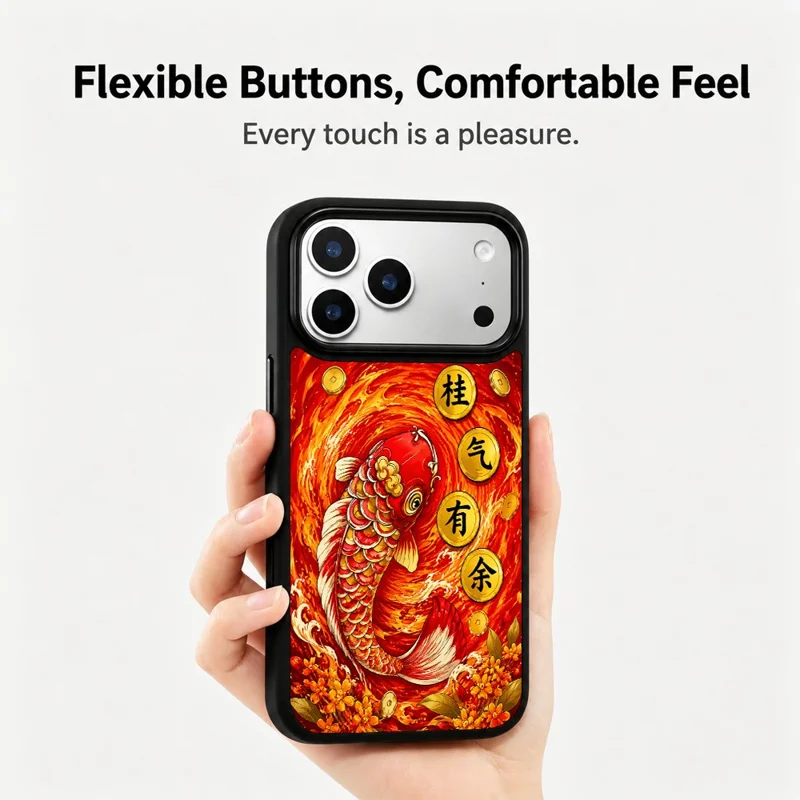 For iPhone 18 Pro Max Magnetic Case Five Elements Fire Art Series UV Printing PC + Silicone Phone Cover - H00001 - H00001
