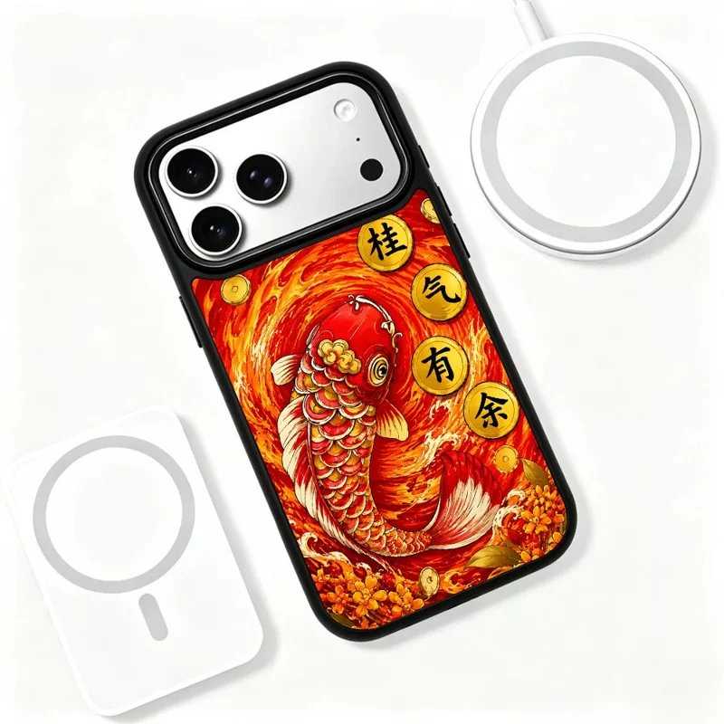 For iPhone 18 Pro Max Magnetic Case Five Elements Fire Art Series UV Printing PC + Silicone Phone Cover - H00001 - H00001