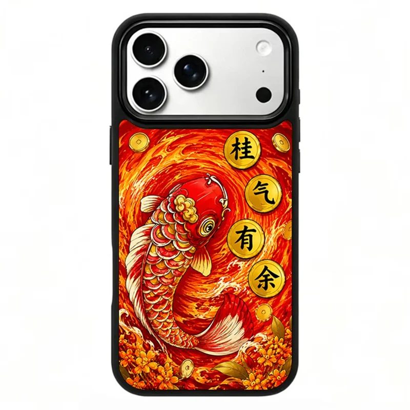 For iPhone 17 Pro Magnetic Case Five Elements Fire Art Series UV Printing PC + Silicone Phone Cover - H00001