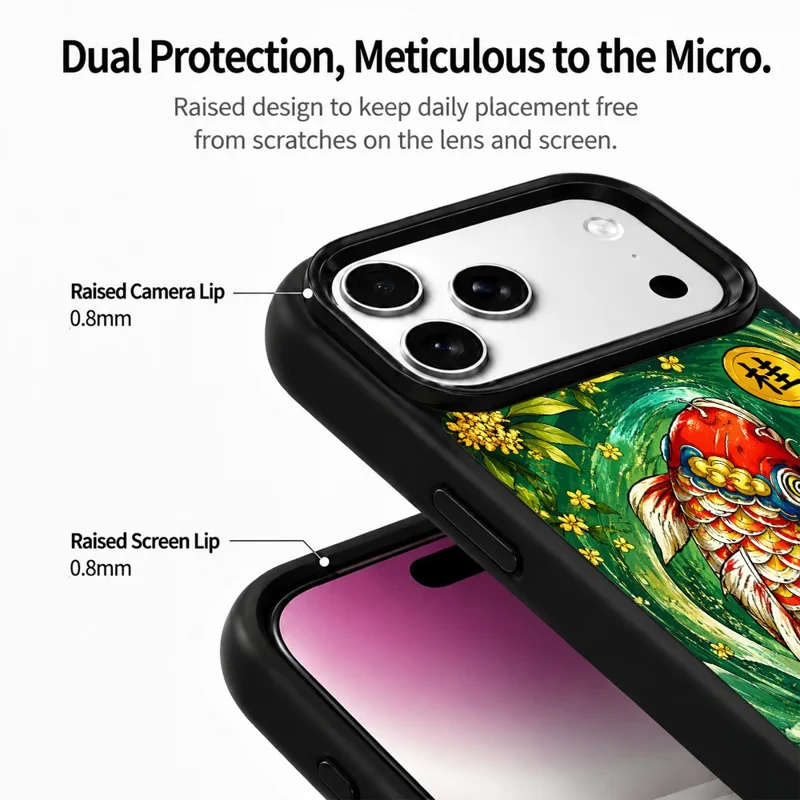 For iPhone 17 Pro Max Magnetic Case Five Elements Wood Art Series UV Printing PC + Silicone Phone Cover - M00001